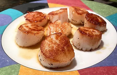 Asparagus with Scallops, Browned Butter and Prosciutto