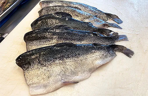 One-Pan Butterfly Trout with Parmesan Sweet Potato Chips & Green Beans