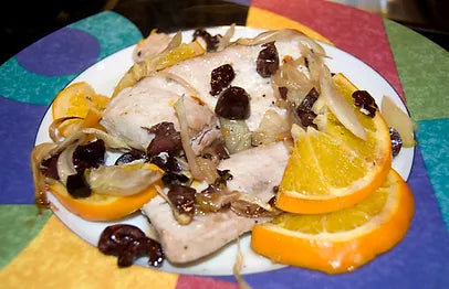 Roasted Mahi Mahi with Fennel, Olives, and Orange